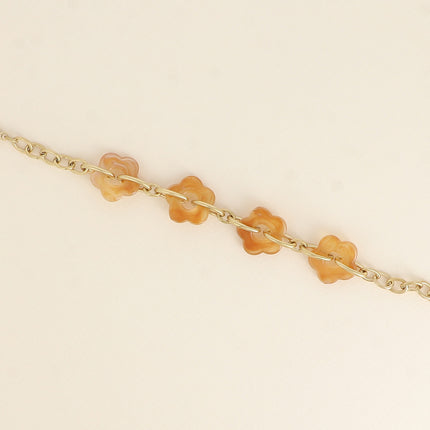 Bracelet - 4 fleurs en résine et maillons ovales