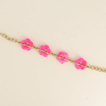 Bracelet - 4 fleurs en résine et maillons ovales