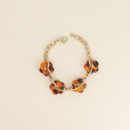 Bracelet - 4 fleurs en résine et maillons ovales