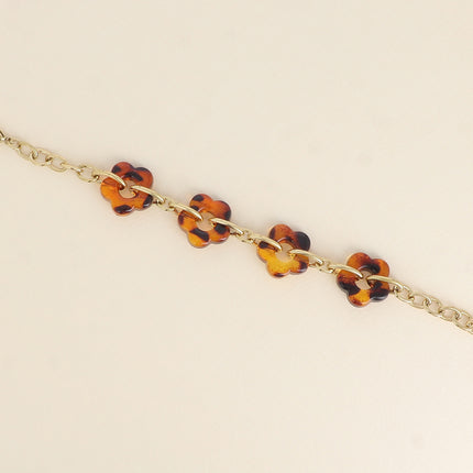 Bracelet - 4 fleurs en résine et maillons ovales