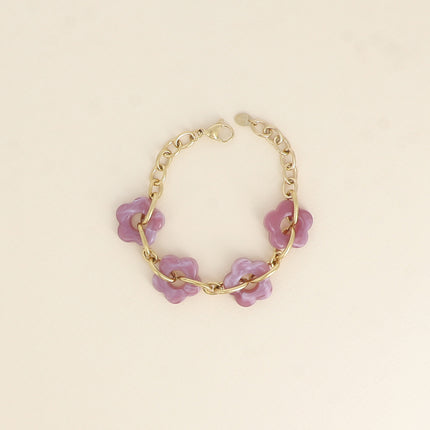 Bracelet - 4 fleurs en résine et maillons ovales