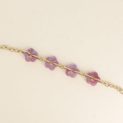 Bracelet - 4 fleurs en résine et maillons ovales
