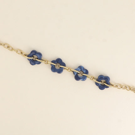 Bracelet - 4 fleurs en résine et maillons ovales