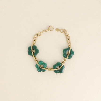 Bracelet - 4 fleurs en résine et maillons ovales