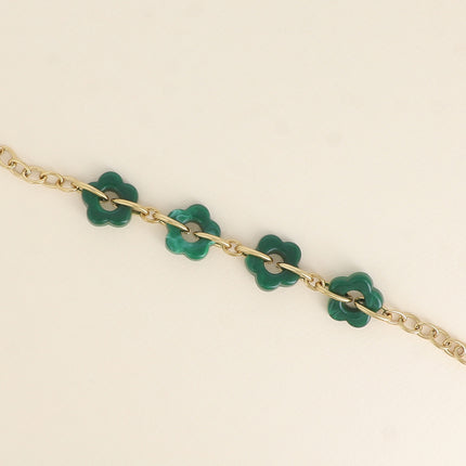 Bracelet - 4 fleurs en résine et maillons ovales