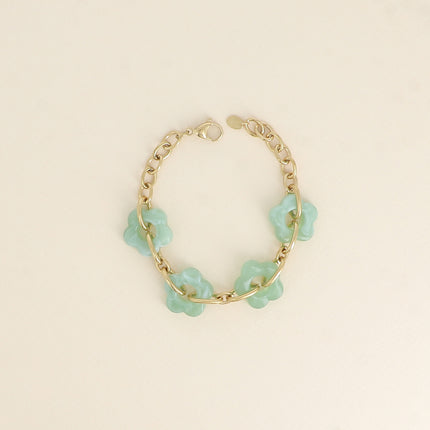 Bracelet - 4 fleurs en résine et maillons ovales