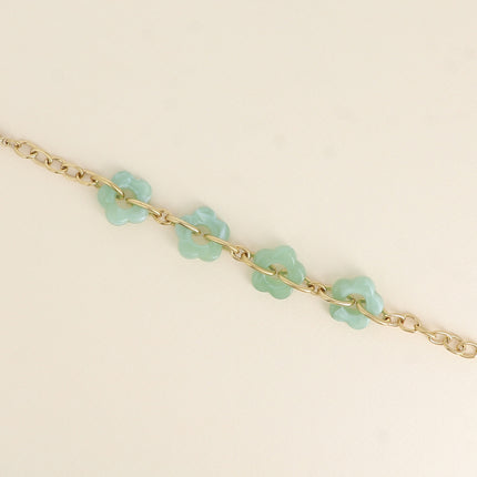 Bracelet - 4 fleurs en résine et maillons ovales
