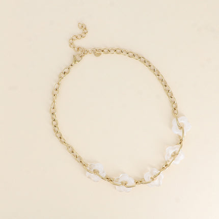 Collier - 5 fleurs en résine et maillons ovales