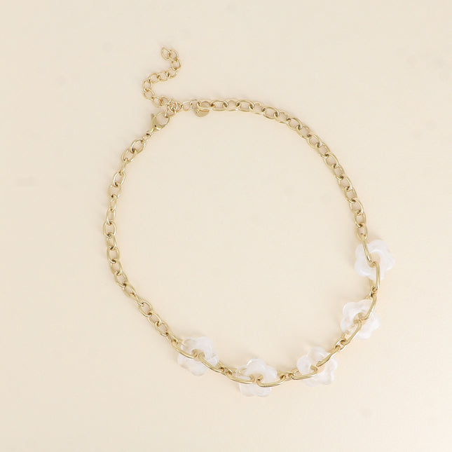 Collier - 5 fleurs en résine et maillons ovales