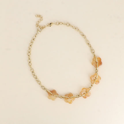 Collier - 5 fleurs en résine et maillons ovales
