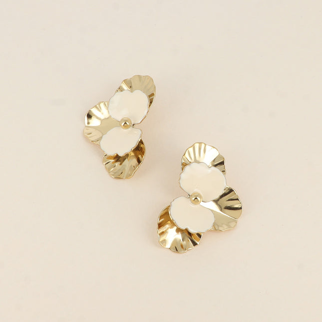 Boucles puces - fleur avec émail 30 x 46 mm