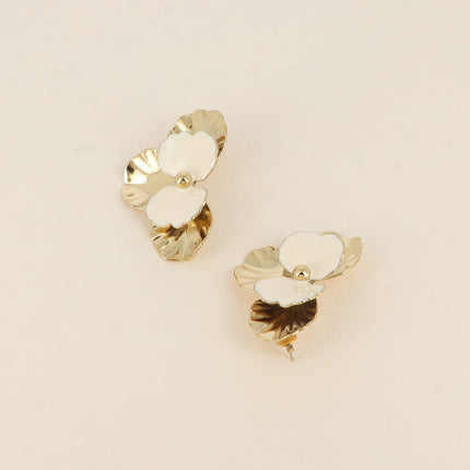 Boucles puces - fleur avec émail 30 x 46 mm