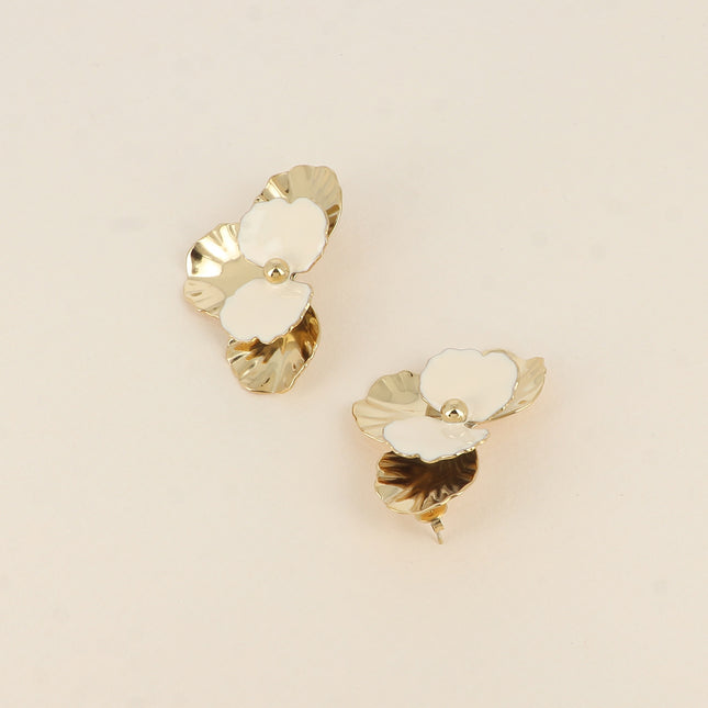 Boucles puces - fleur avec émail 30 x 46 mm