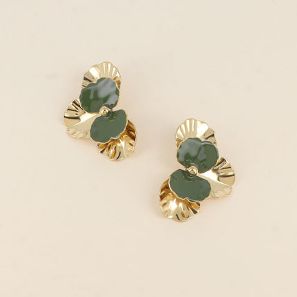 Boucles puces - fleur avec émail 30 x 46 mm