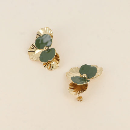Boucles puces - fleur avec émail 30 x 46 mm