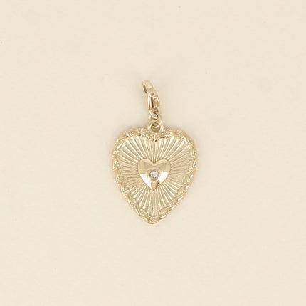 Charm - heart and cubic zirconia