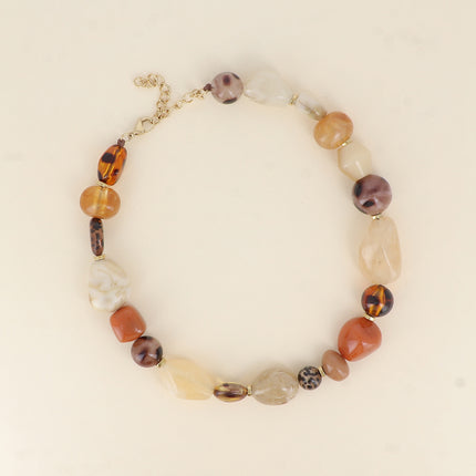 Théolys necklace - on cord, resin beads, leopard