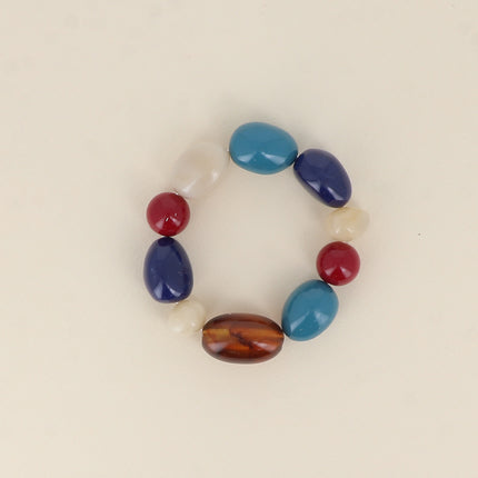 Bracelet élastique Nolwena - perles de résine rondes et ovales