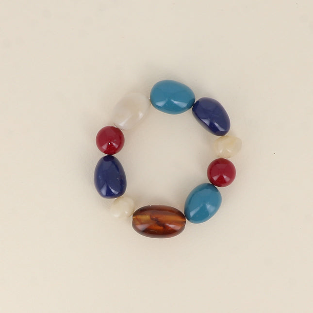 Bracelet élastique Nolwena - perles de résine rondes et ovales