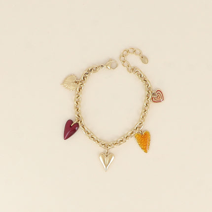 Bracelet - breloques coeurs en résine, émail
