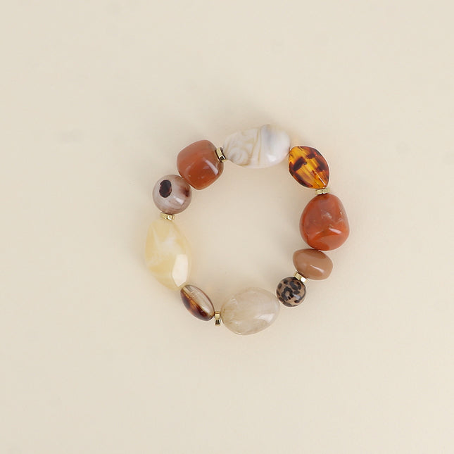 Bracelet élastique Théolys - perles en résine et rondelles en acier inoxydable