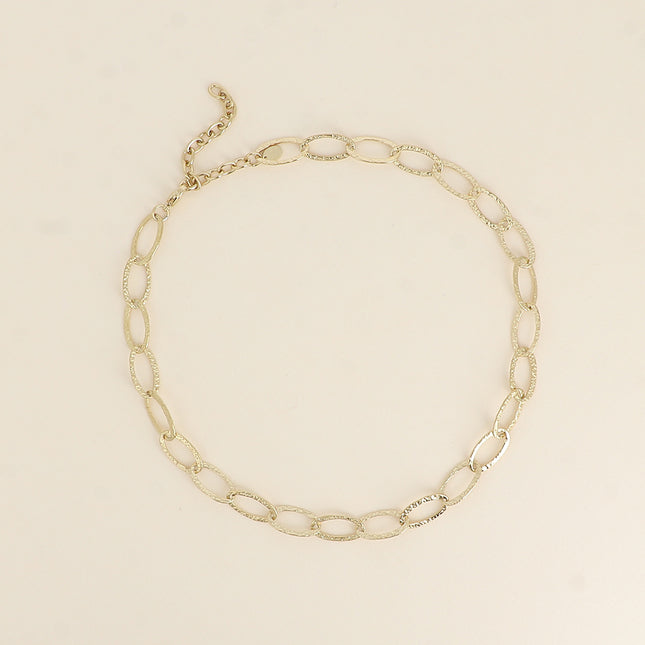 Collier - maille aux grands anneaux ovales texturés 41+7CM