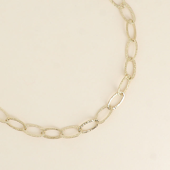 Collier - maille aux grands anneaux ovales texturés 41+7CM