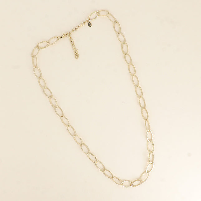 Collier - maille aux grands anneaux ovales texturés 60+7CM