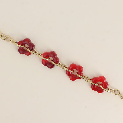 Bracelet - 4 fleurs en résine et maillons ovales