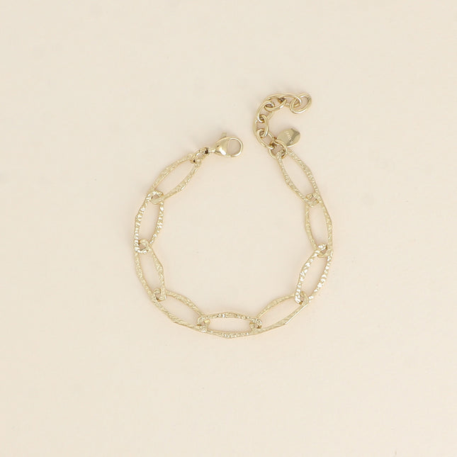 Bracelet - maille aux grands anneaux ovales texturés