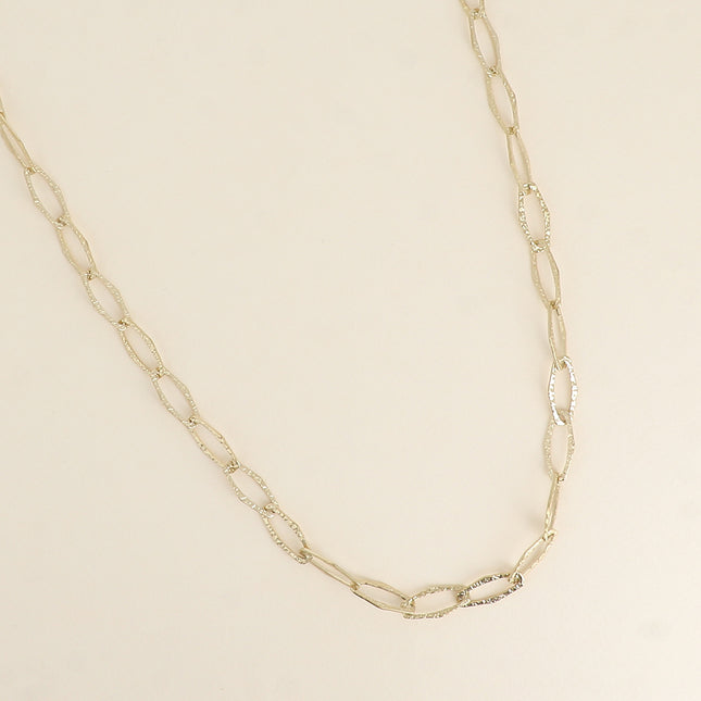 Collier - maille aux grands anneaux ovales texturés 60+7CM