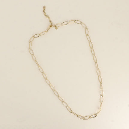 Collier - maille aux grands anneaux ovales texturés 60+7CM