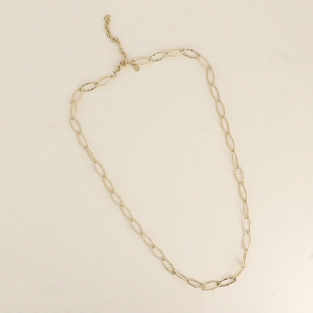 Collier - maille aux grands anneaux ovales texturés 60+7CM