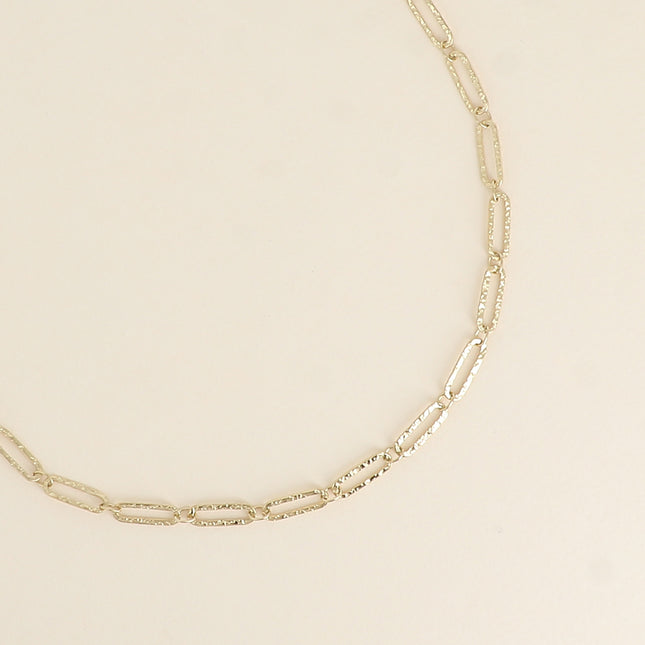 Collier - maille aux anneaux ovales texturés 41+7CM