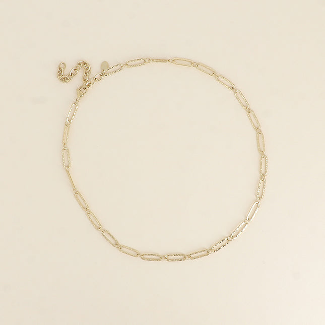 Collier - maille aux anneaux ovales texturés 41+7CM