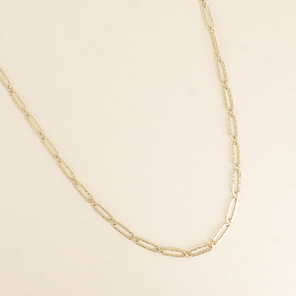 Collier - maille aux anneaux ovales texturés 60+7CM