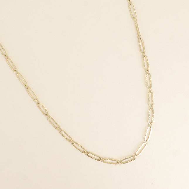 Collier - maille aux anneaux ovales texturés 60+7CM