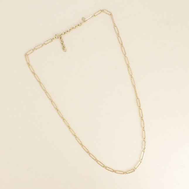 Collier - maille aux anneaux ovales texturés 60+7CM