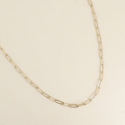 Collier - maille aux anneaux rectangulaires texturés 60+7CM