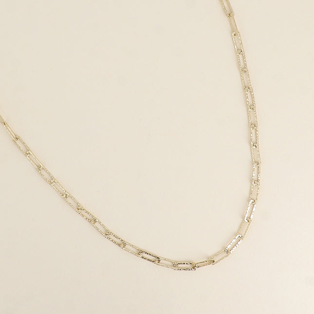 Necklace - textured rectangular ring chain 60+7CM