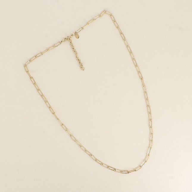 Necklace - textured rectangular ring chain 60+7CM