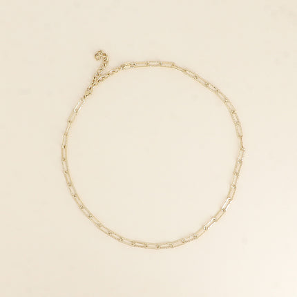 Collier - maille aux anneaux rectangulaires texturés 41+7CM