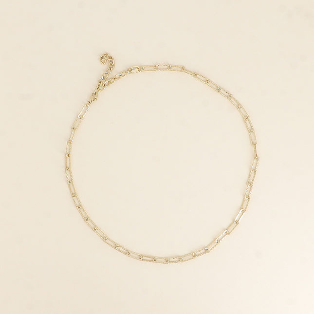 Necklace - textured rectangular ring chain 41+7CM
