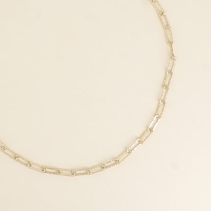 Collier - maille aux anneaux rectangulaires texturés 41+7CM
