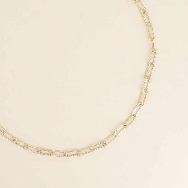 Necklace - textured rectangular ring chain 41+7CM