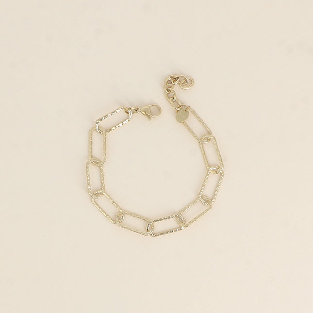 Bracelet - mesh with textured hexagonal rings