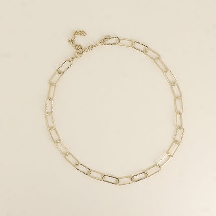 Collier - maille aux anneaux hexagonaux texturés 41+7CM
