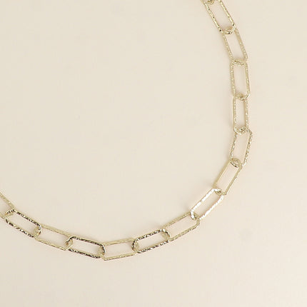 Collier - maille aux anneaux hexagonaux texturés 41+7CM