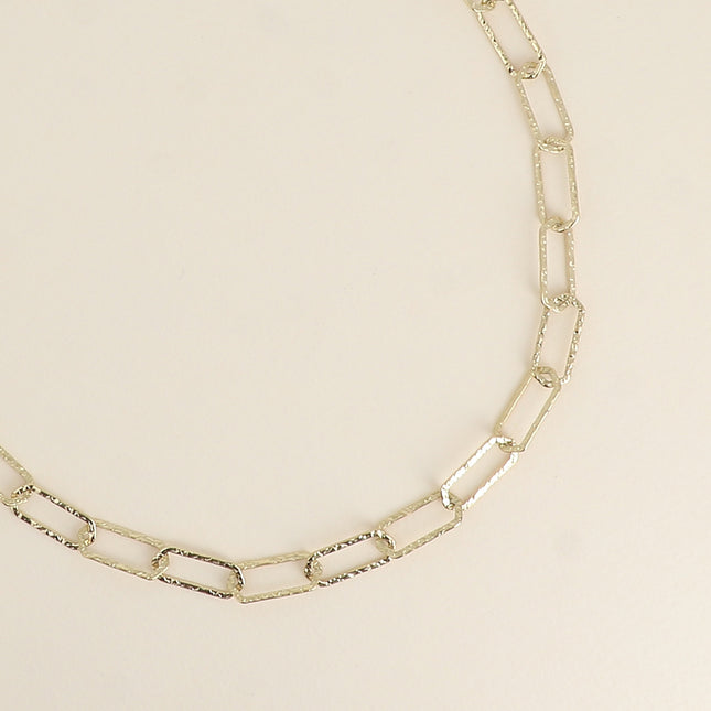 Collier - maille aux anneaux hexagonaux texturés 41+7CM