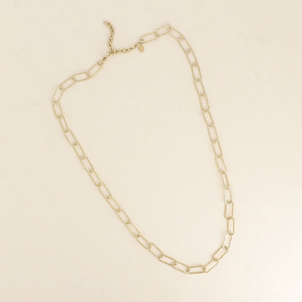 Collier - maille aux anneaux hexagonaux texturés 60+7CM